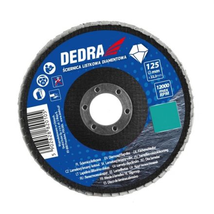 Dedra  H12L0060 Lamellás csiszolókorong, gyémántbevonattal 125x22mm P60  KŐ / KERÁMIA