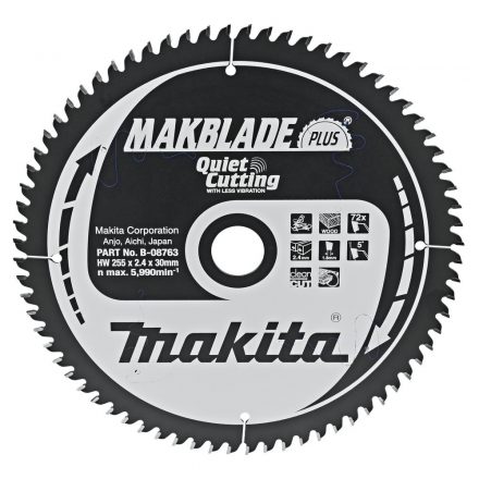 Makita  B-08763 Körfűrésztárcsa Makblade plus 255x30mm Z72