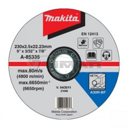 Makita  A-85335 Vágótárcsa 230x2,5x22,2mm Acél