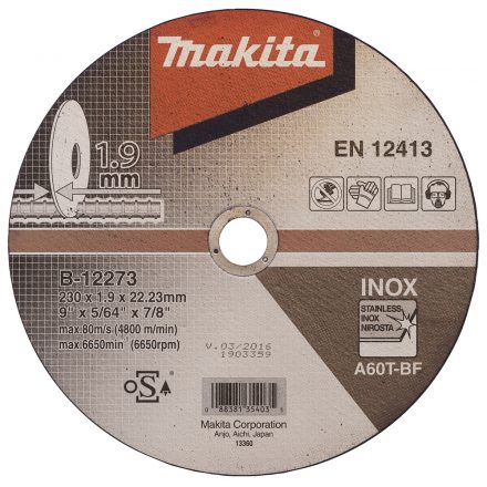 Makita  B-12273 Vágótárcsa 230x1,9x22,23mm INOX