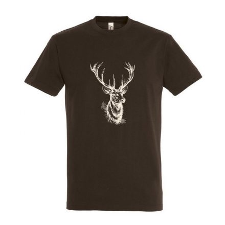 Munkavédelmi  Póló TOP_PK-H_DEER_HEAD 4XL-es barna, szarvasfej minta, kereknyakú, 100% pamut