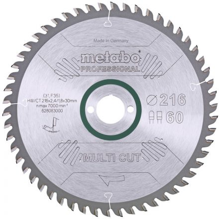 Metabo  628083000 Körfűrésztárcsa 216x30mm Z60