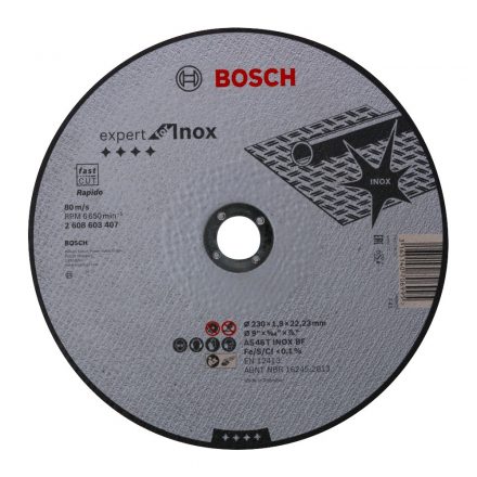 Bosch Expert for Inox Vágótárcsa 230x1,9x22,23mm INOX 2608603407