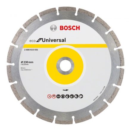 Bosch Gyémánt vágótárcsa ECO szegmentált, beton/vasbeton/tégla 230x22,23mm 2608615031