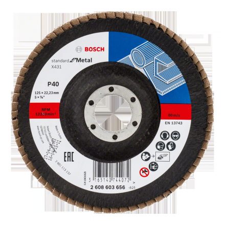 Bosch  Lamellástárcsa 125x22,23mm P40 FÉM/ACÉL 2608603656