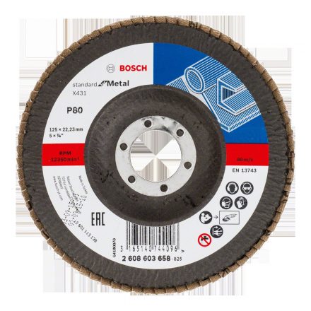 Bosch  Lamellástárcsa 125x22,23mm P80 FÉM/ACÉL 2608603658