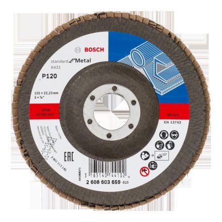 Bosch  Lamellástárcsa 125x22,23mm P120 FÉM/ACÉL 2608603659