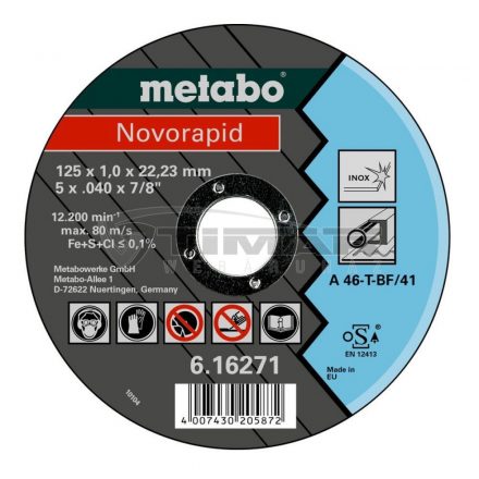 Metabo  616271000 Vágókorong 125x1,0x22,23mm Inox (616904000)