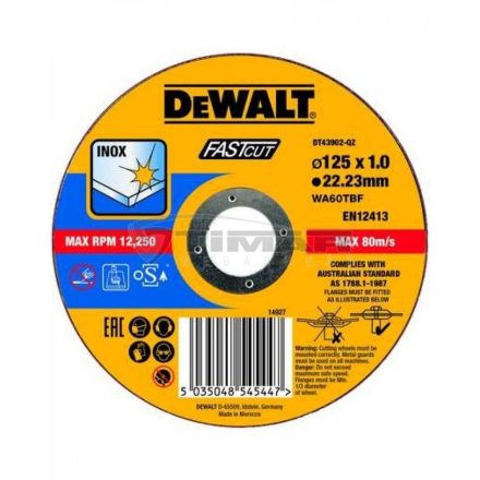 DeWalt DT43902-QZ Cut vágókorong 125x1mmx22,3mm INOX vágótárcsa