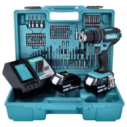 Makita  DHP482RFX1 Akkus ütvefúró-csavarbehajtó +74 részes bitkészlettel 18V LXT 3,0Ah koffer