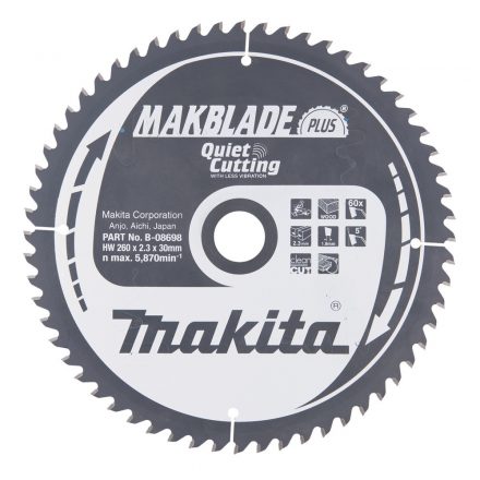 Makita  B-08698 Makblade plus Körfűrésztárcsa keményfémlapkás 260x30mm 60fogas FA