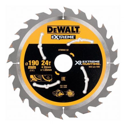 DeWalt  DT99562-QZ Körfűrésztárcsa keményfémlapkás 190x30mm 24fogas FA/SZÖGES FA