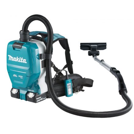 Makita  DVC261ZX4 Akkus háti porszívó 2x18V LXT akku és töltő nélkül HEPA szűrő, 2L