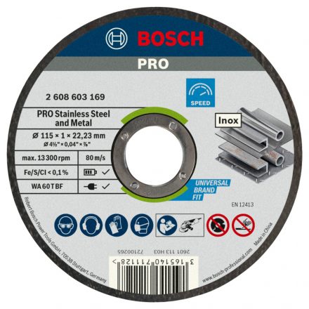 Bosch Standard for Inox Vágótárcsa 115x1,0x22,23mm INOX 2608603169