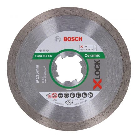 Bosch Standard for Ceramic Gyémánt vágótárcsa X-LOCK folyamatos, tégla/csempe/kő 115x22,23mm 2608615137