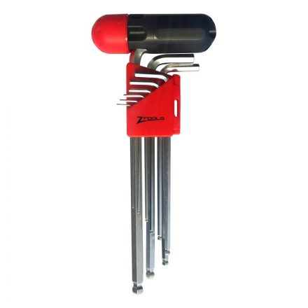 Z-TOOLS Imbuszkulcs készlet gömbfejű véggel, extra hosszú, 9 részes 1,5-10mm  040208-0030