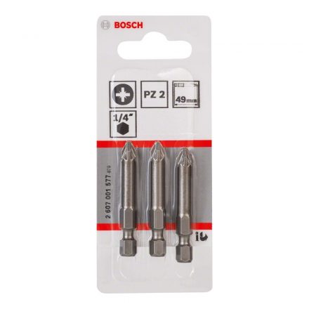 Bosch 2607001577 Csavarozó bitfej, extra kemény, pozidrive PZ2x49mm 3db