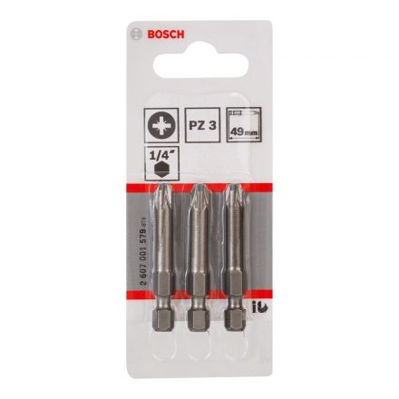 Bosch 2607001579 Csavarozó bitfej, extra kemény, pozidrive PZ3x49mm 3db