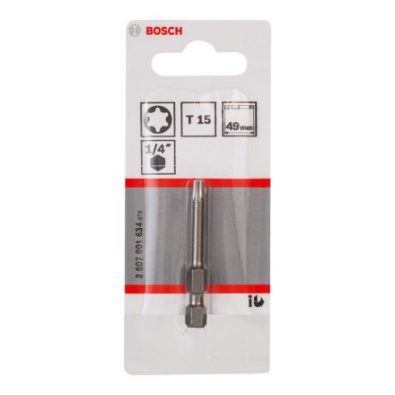 Bosch 2607001634 Csavarozó bitfej, extra kemény, torx T15x49mm