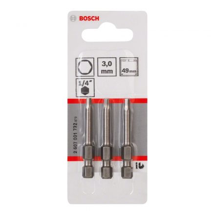 Bosch 2607001732 Csavarozó bitfej, extra kemény, imbusz H3x49mm 3db