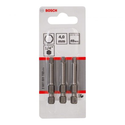 Bosch 2607001733 Csavarozó bitfej, extra kemény, imbusz H4x49mm 3db