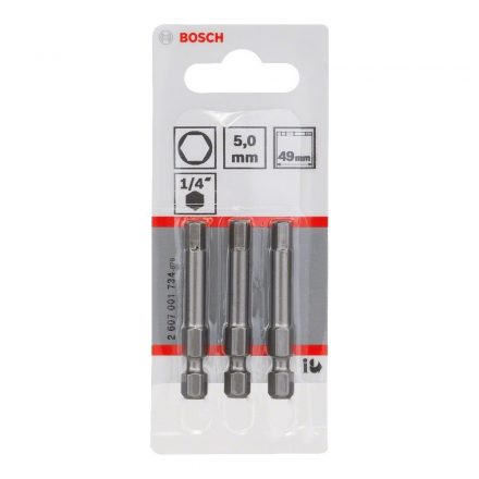 Bosch 2607001734 Csavarozó bitfej, extra kemény, imbusz H5x49mm 3db