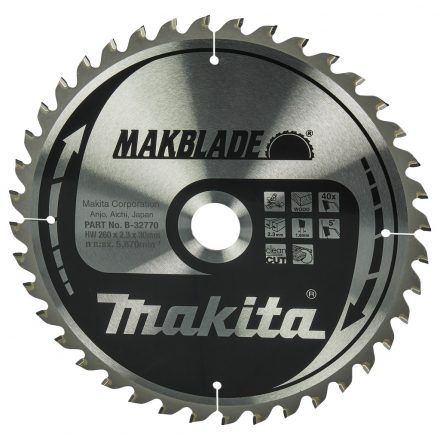 Makita B-32770 Körfűrészlap Makblade 260x30 mm Z40