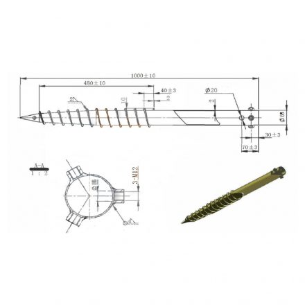 DRT G 68X1000X2-3XM12 Talajcsavar