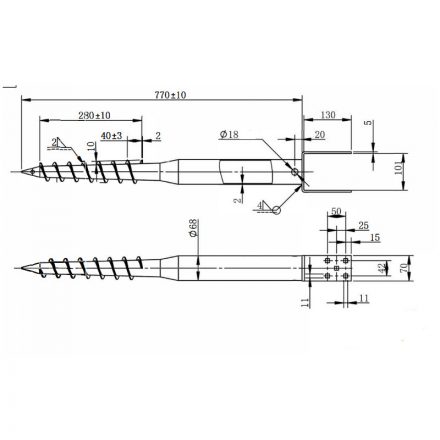 DRT U 68X770x100 Talajcsavar