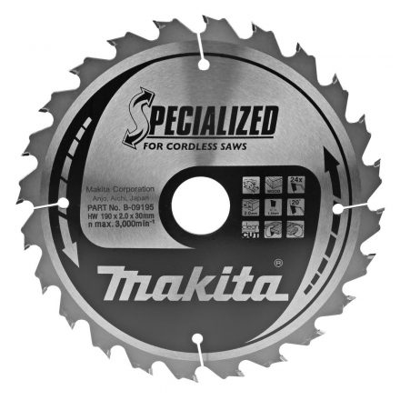 Makita  B-09195 Körfűrésztárcsa akkus 190/30mm Z24