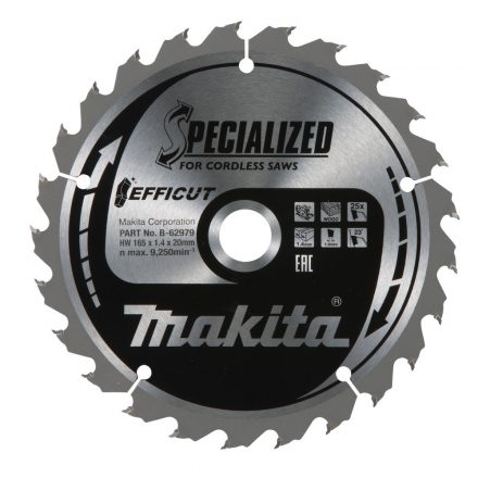 Makita  B-62979 Efficut Körfűrésztárcsa keményfémlapkás 165x20mm 25fogas FA