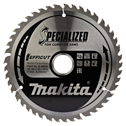 Makita  B-68622 EFFICUT Körfűrésztárcsa 190mm f:30 Z45