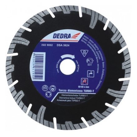 Dedra  H1196E TURBO-T Gyémánt vágótárcsa szegmentált, beton/vasbeton/tégla/kő 200x25,4mm