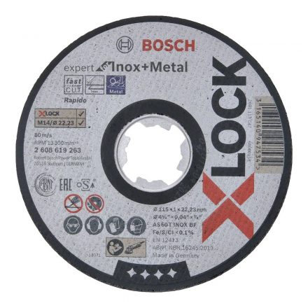 Bosch Expert for Inox+Metal Vágótárcsa X-LOCK 115x1,0x22,23mm FÉM/INOX 2608619263