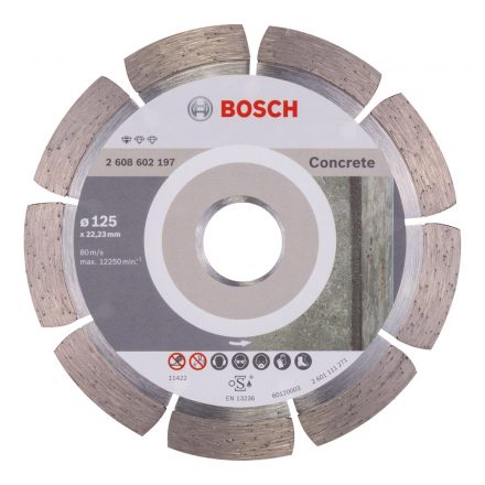 Bosch Standard for Concrete Gyémánt vágótárcsa szegmentált, beton/vasbeton 125x22,23mm 2608602197