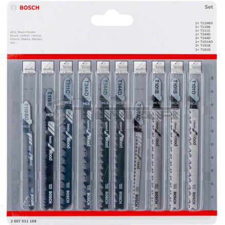 Bosch 2607011169 Szúrófűrészlap készlet fához 10 részes