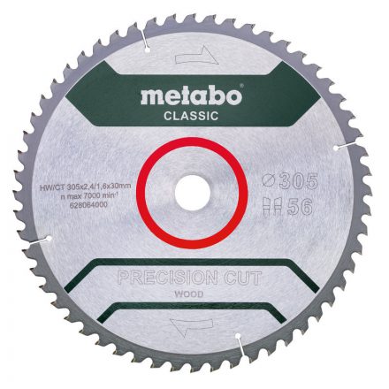 Metabo  628064000 Körfűrésztárcsa 305x30mm HW/CT