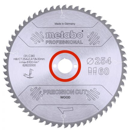 Metabo  628222000 Körfűrésztárcsa 254x30mm HW/CT