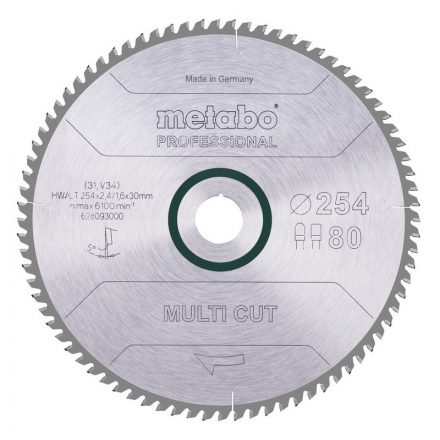 Metabo  628093000 Körfűrésztárcsa HW/CT 254x30