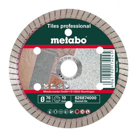 Metabo  626874000 Professional TP Fliesen Gyémánt vágótárcsa folyamatos, csempe/kerámia 76x10mm