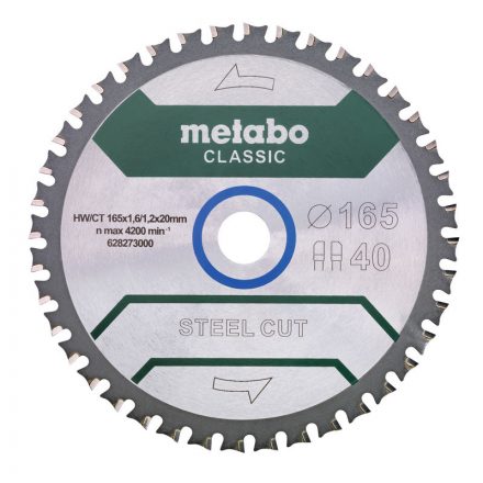 Metabo  628273000 Körfűrésztárcsa 165x20mm Z40 "Steel cut-classic)