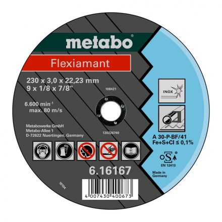 Metabo  616167000 Flexiamant vágótárcsa 230x3,0x22,23mm INOX