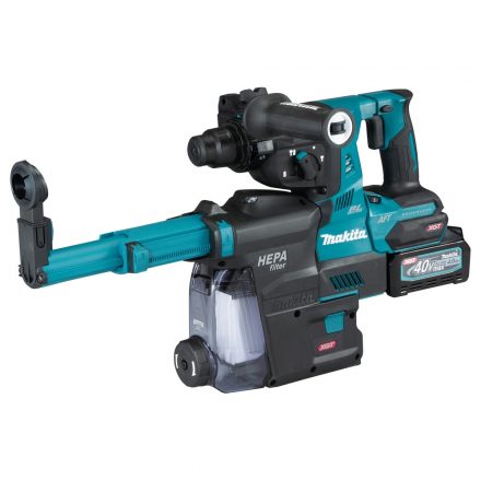 Makita  HR001GM204 Akkus fúró-vésőkalapács +DX07 porelszívó AWS SDS-Plus 40V max XGT 4,0Ah MAKPAC koffer