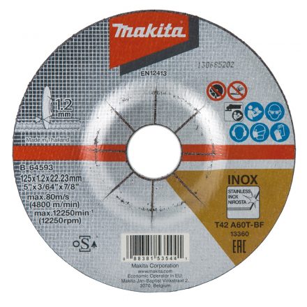 Makita B-64593 Vágótárcsa 125x1,2x22,23mm INOX