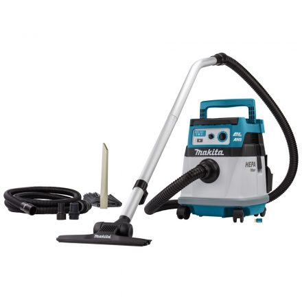 Makita  DVC157LZX3 Akkus porszívó AWS 2x18V LXT akku és töltő nélkül L-osztály HEPA szűrő 15L