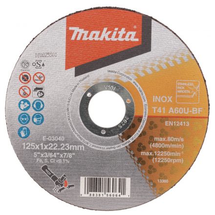 Makita  E-03040 Vágótárcsa 125x1,0x22,2mm Inox