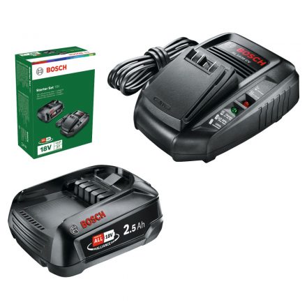 Bosch  Starter Akkumulátor szett 18V-os kerti gépekhez, POWER FOR ALL 18V/2,5Ah és AL1830CV töltő 1600A00K1P