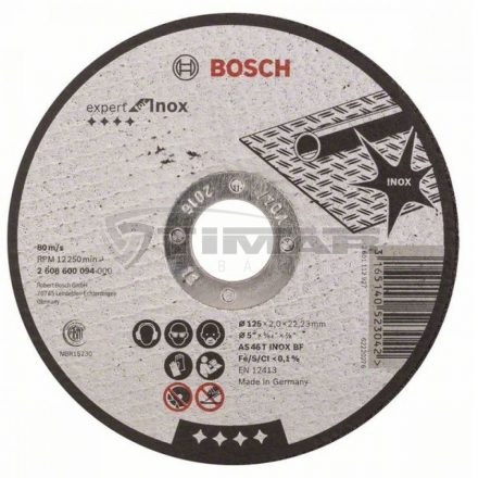 Bosch 2608600094 Expert Inox vágótárcsa 125x2x22,23mm