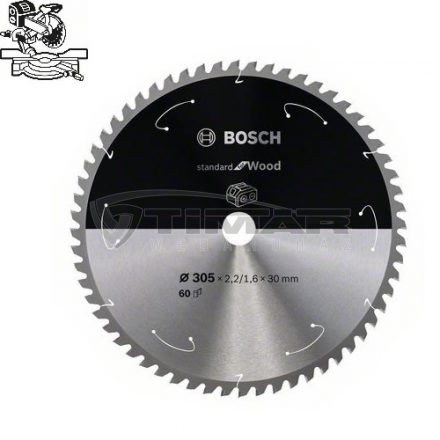 Bosch 2608837742 Körfűrésztárcsa 305x2,2/1,6x30 T60 Standard for Wood, akkus fűrészhez