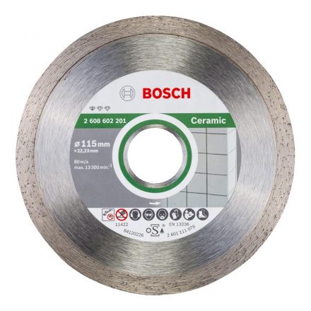 Bosch Standard for Ceramic Gyémánt vágótárcsa folyamatos, tégla/csempe/kő 115x22,23mm 2608602201